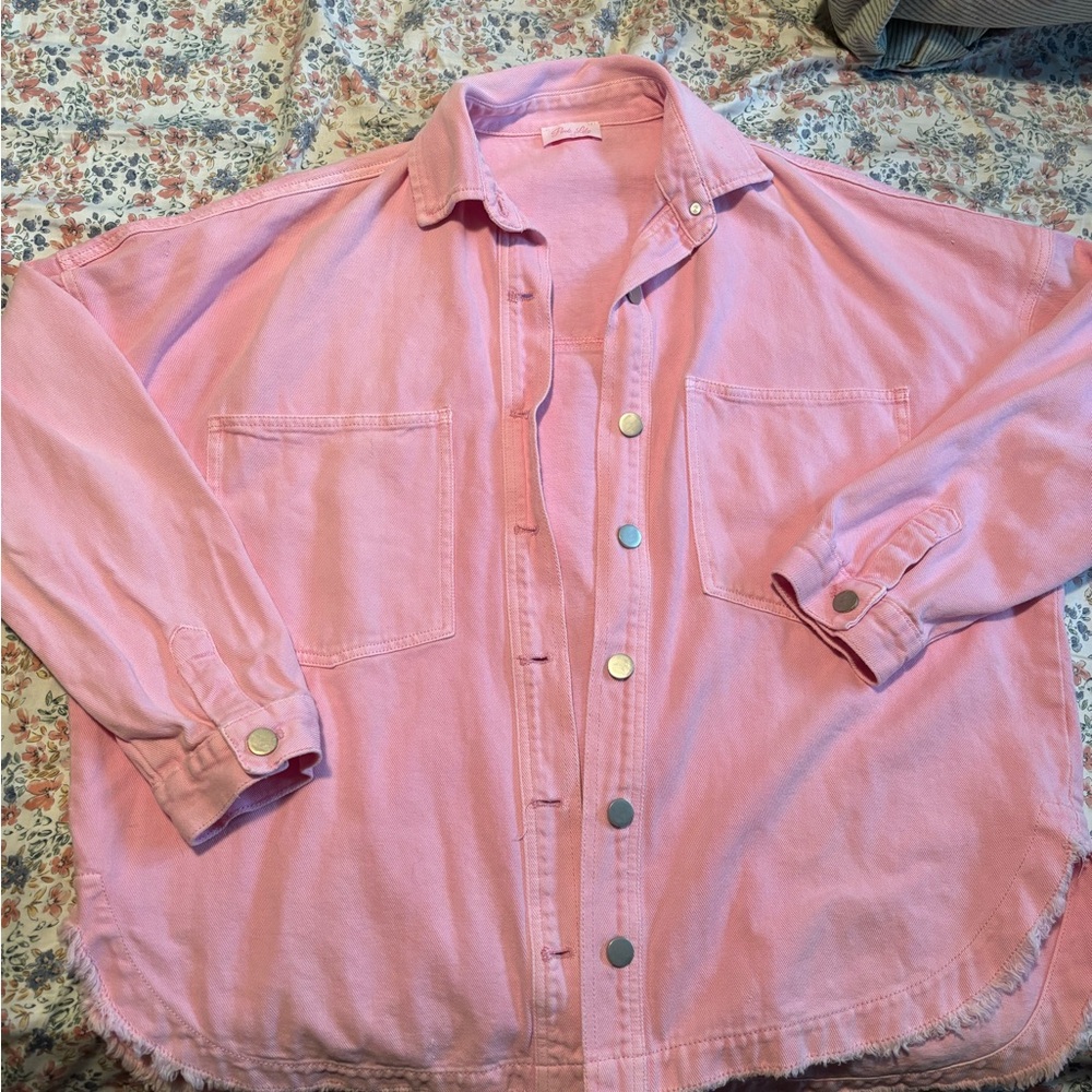 Pink Lily Button-Up Shirt/shacket